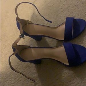 Blue platform ankle strap shoes